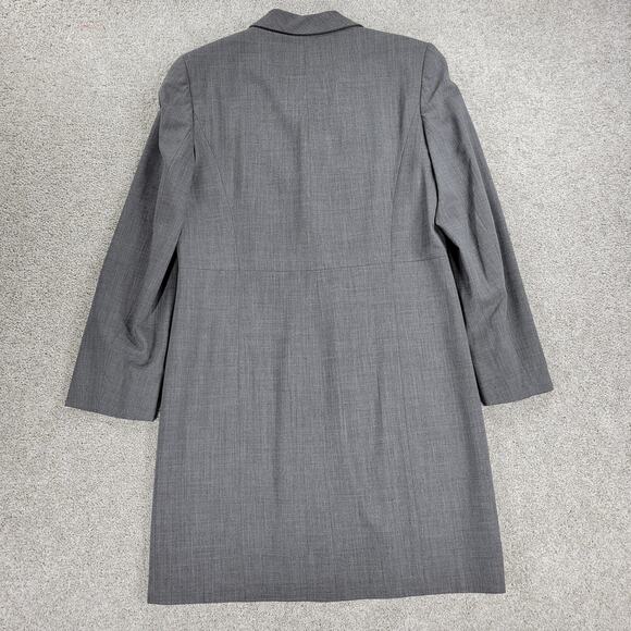 Versione Longline Trench Suit Jacket Womens 4 Gray Wool Lightweight Career Italy - Picture 3 of 16